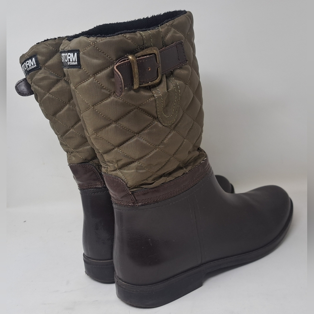 Storm By Cougar Women's Sassy Rain Boots Boot Olive Quilted Buckle Size 9 US - Picture 10 of 14